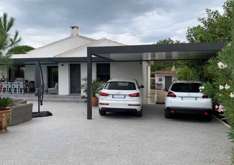 carport en aluminium sur mesure  pour voiture avec protection latérale Toulouse